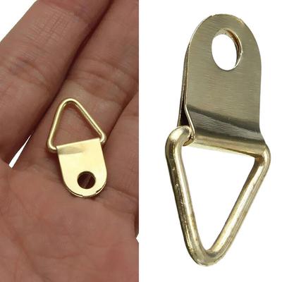20Pcs/Pack Golden Brass Triangle Photo Picture Frame Wall Mount Hook Hanger Ring
