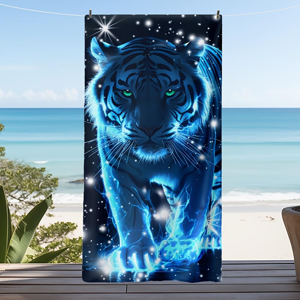 

Tiger Pattern Pool Beach Towel, Quick Dry Sand Resistant Microfiber Absorbent for Girls Boys Adults Travel Swimming W40*H60(CM)