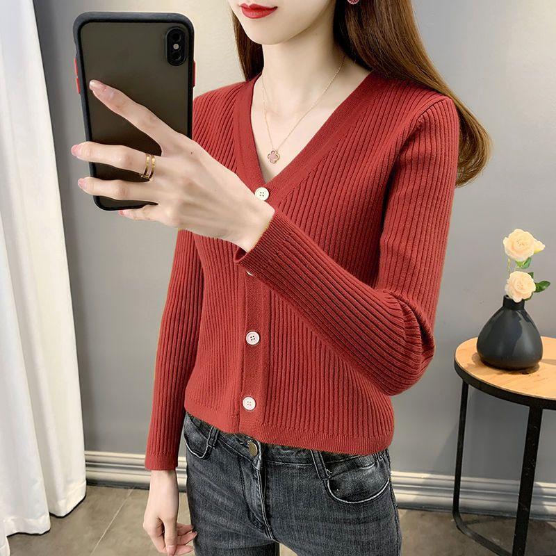 

Свитера, кардиган, пальто, весенне-осенняя женская одежда, новинка 2023 года, трендовый универсальный простой свитер, короткий топ, повседневная шаль XL красный