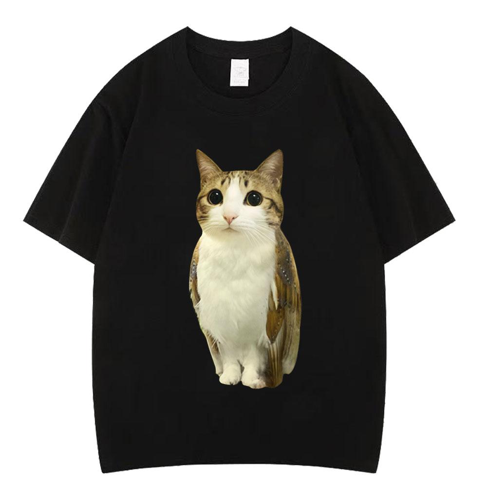 Cat Owl Funny Meowl Meme Brainrot Graphic Tshirts Unisex Unisex Fashion Short Sleeves Tshirt Cotton Oversized T Shirts Streetwear