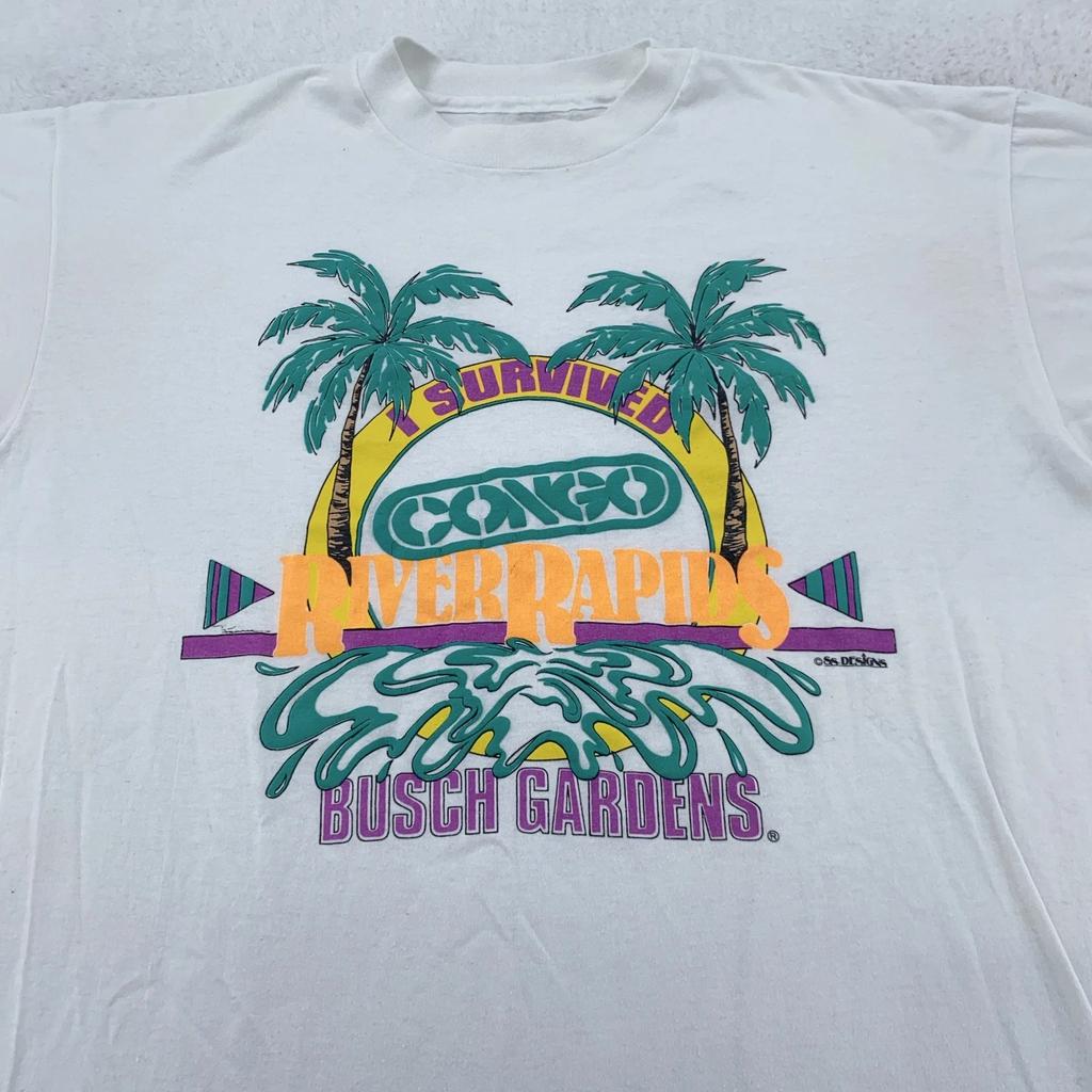 Maglietta Vintage Busch Gardens Congo River Rapids Uomo L/XL Attrazione Acquatica Anni '90