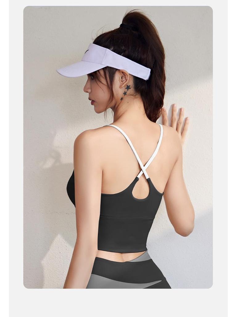 Letní nahý pocit jóga křížená camisola sportovní podprsenka