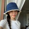 Big Brimmed Lace Fisherman Hat Y2K Panama Hat Fashion Denim Bucket Hat  Lady