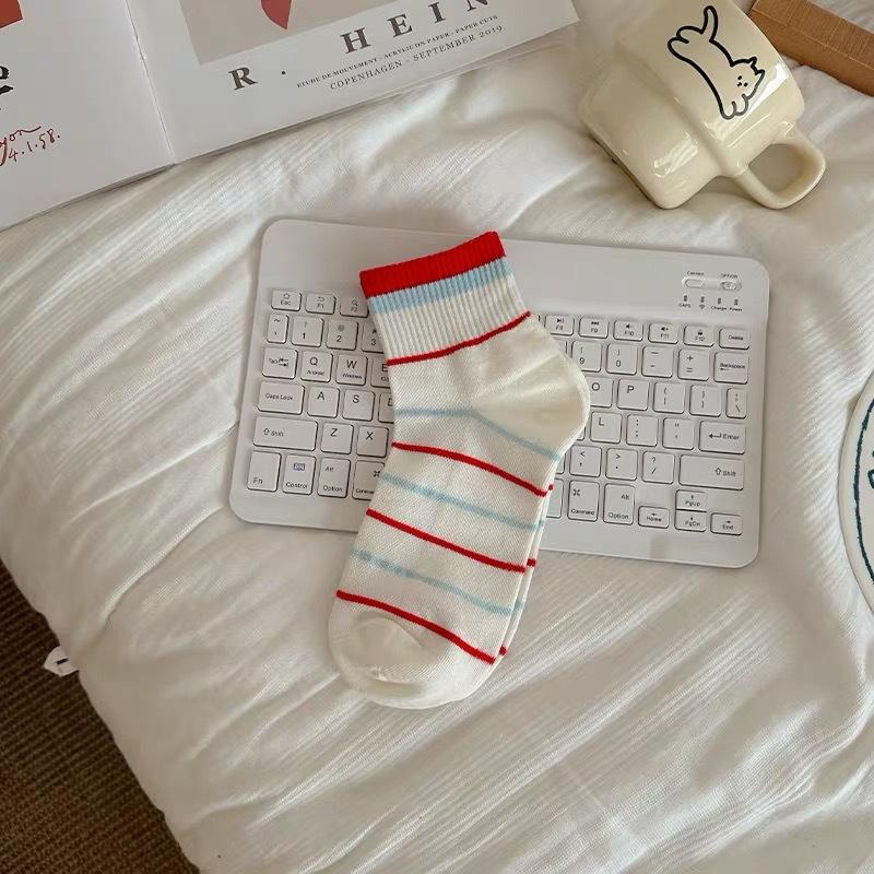Cute White Summer Thin Cotton Socks Short Sporty Style Low-Top Sweat-Absorbing And Breathable Girl Socks