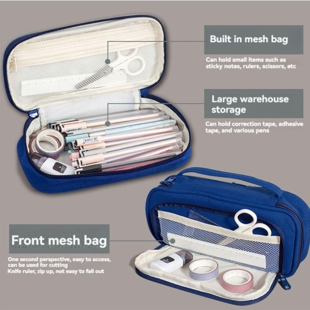 Cartoon Double-layer Pencil Bag Large Capacity Kids Stationery Bag Space Astronaut Pencil Case