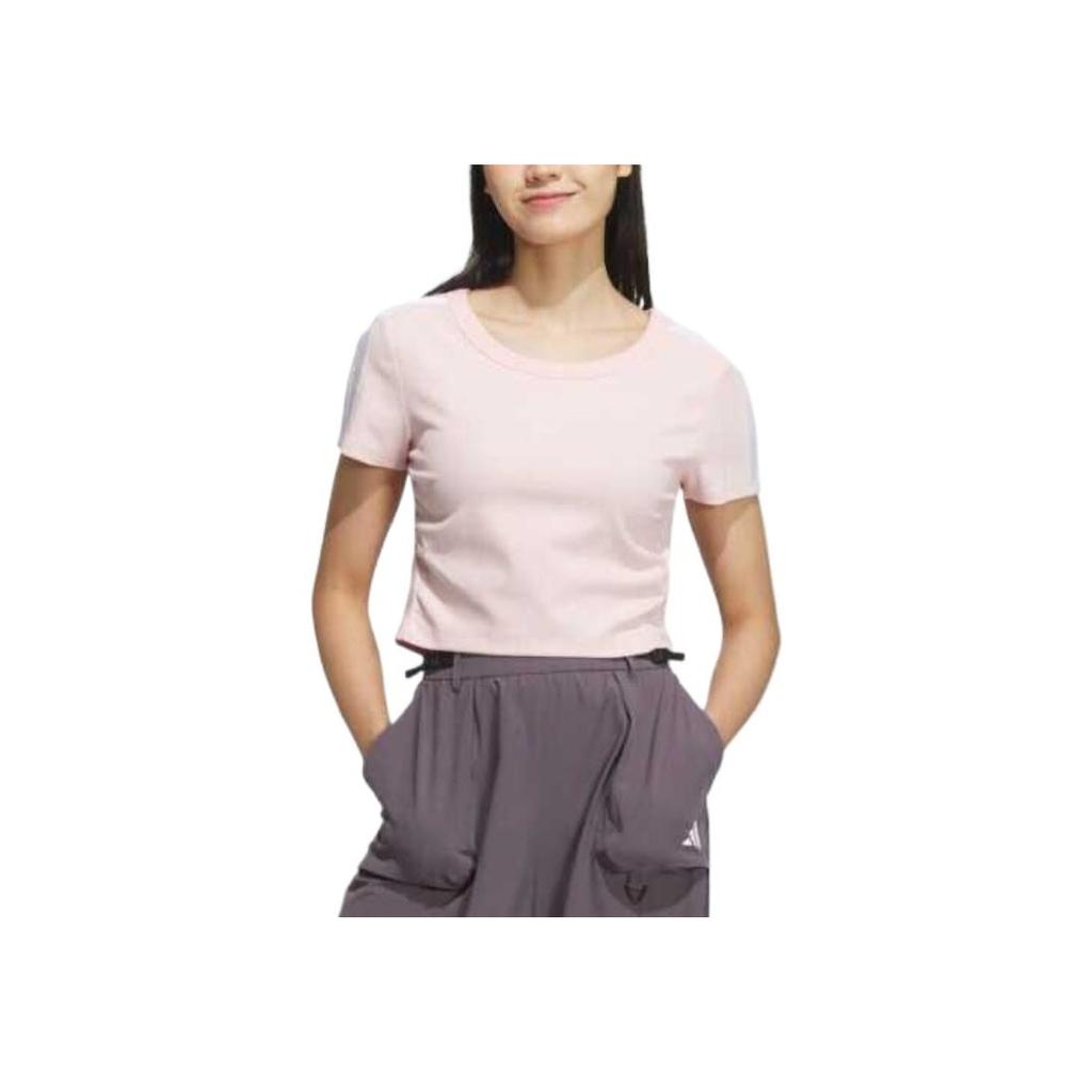 Adidas Sportswear Round Neck Comfortable Casual Short Sleeve Regular T-Shirt Women Tops Light-Pink JY7650