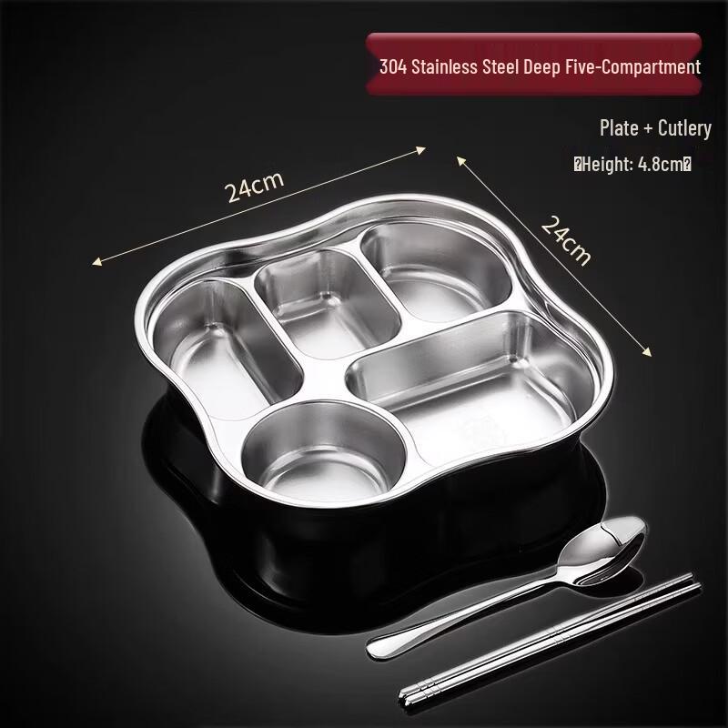Food Grade 304 Stainless Steel Divided Meal Plate