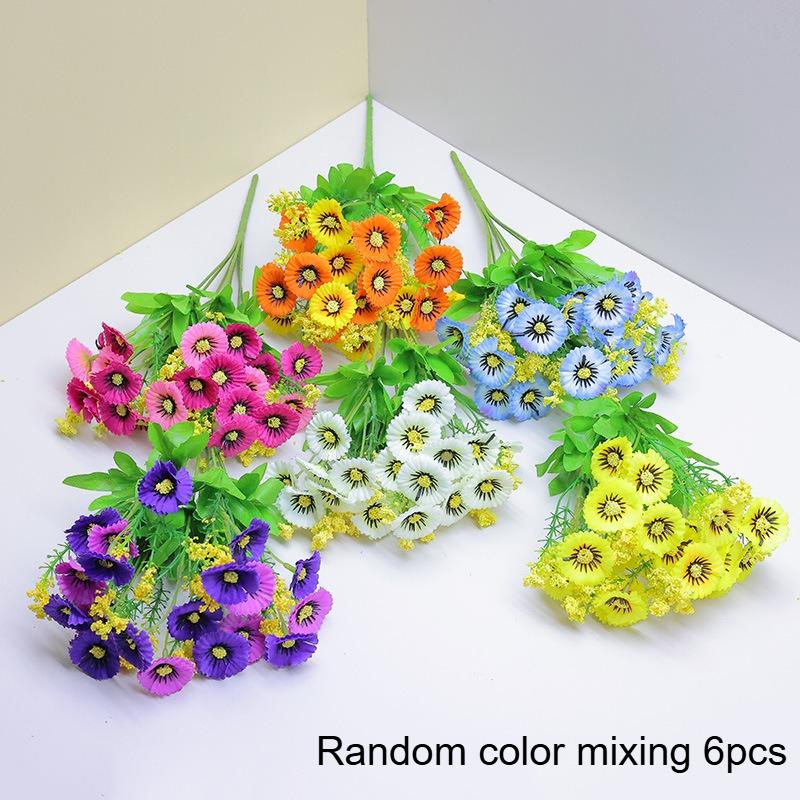 

6pcs Outdoor Floral Arrangement, Daisy Simulation Flowers for Decoration, Plastic Flowers, Indoor and Outdoor Decorative Flowers
