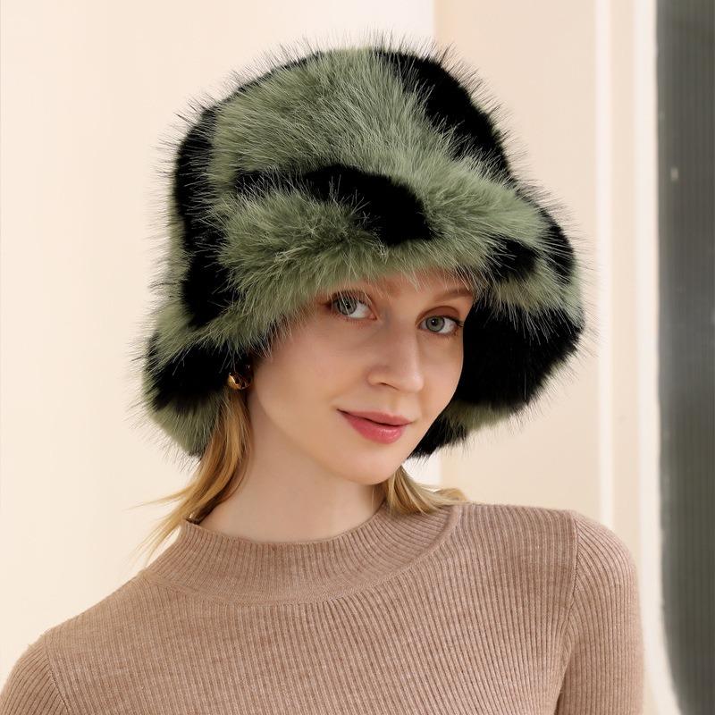 Autumn and Winter Fur Hats, Children's Zebra Patterned Fisherman Hats, Warm Plush Basin Hats