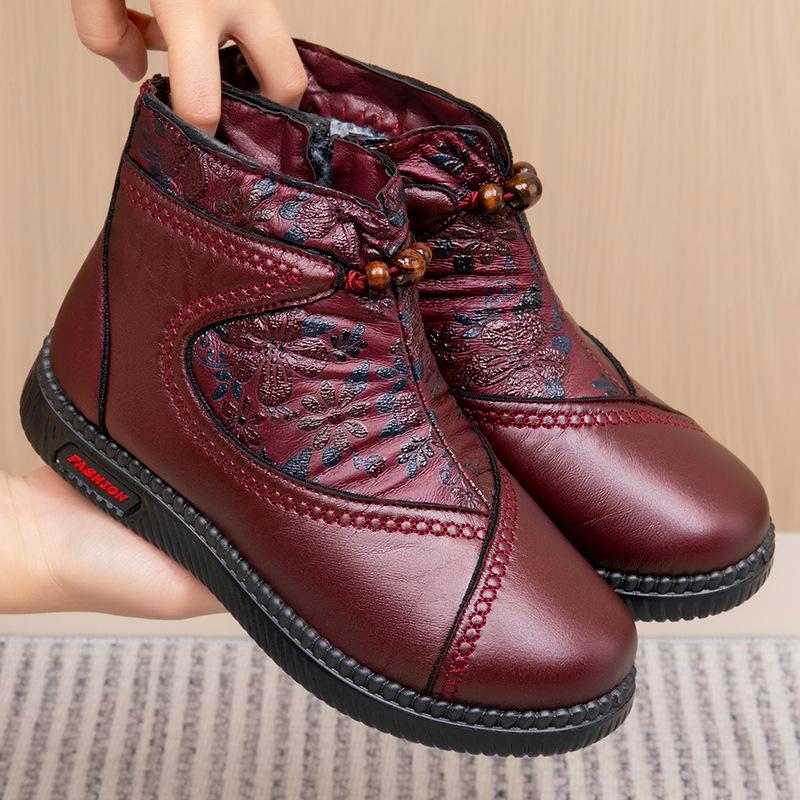 Cloth Shoes, Women's Cotton Shoes, Fleece and Thickened Anti-slip Casual Cotton Boots, Flat and Warm Shoes