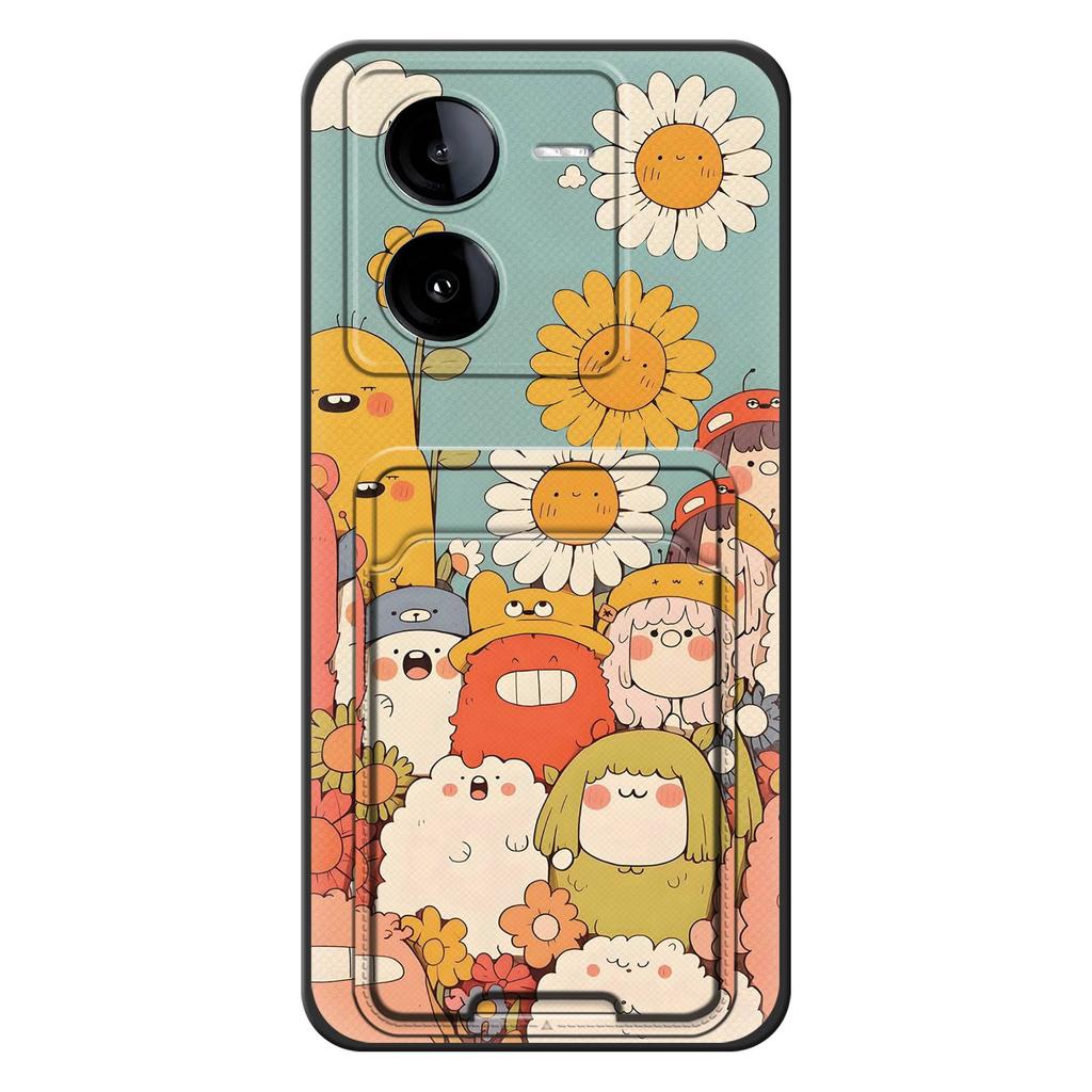 Shockproof Protective Phone Case For VIVO IQOO Z8 Anti-knock Full Wrap Cute Cartoon Card Bag Dirt-resistant Card Slot