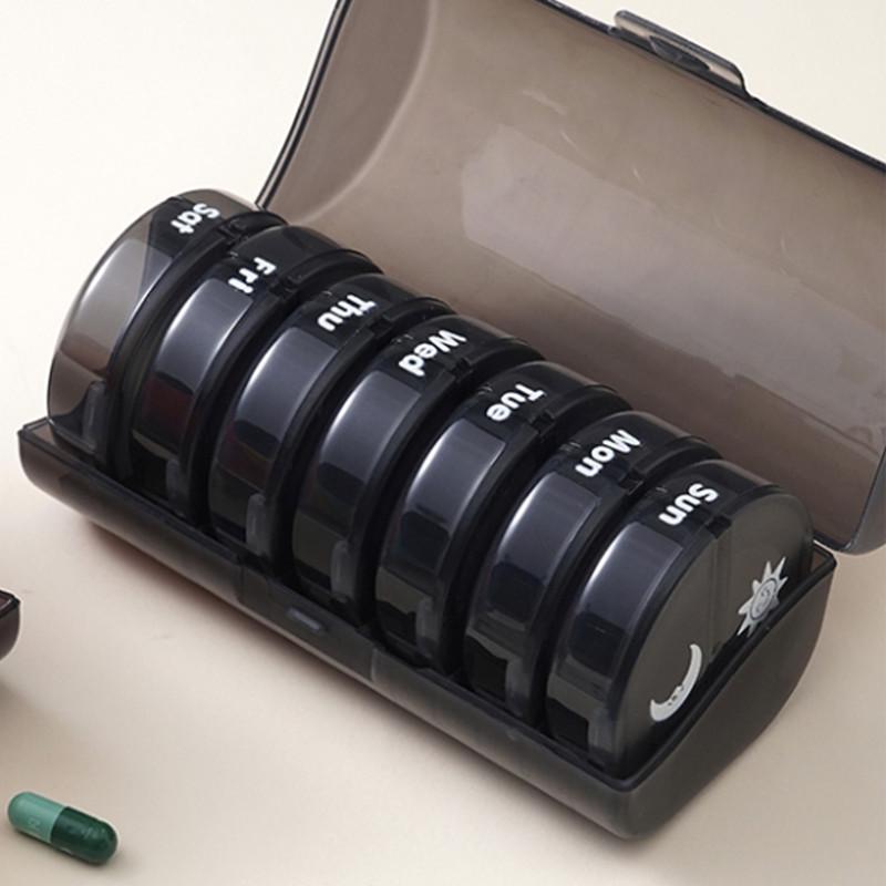 

14-Grid Weekly Pill Box Small PP Plastic Vitamin Storage Container for 7 Days Morning And Evening Medicine Organizer чёрный