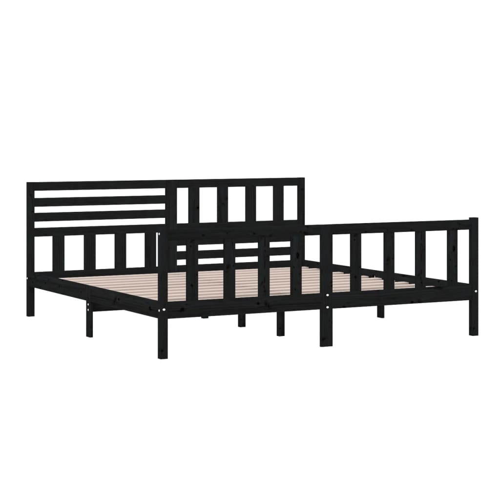 Vidaxl Bed Frame, Black, Solid Pine Wood, 200 X 200 Cm