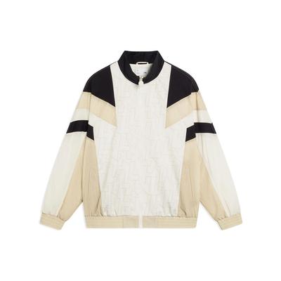 Li Ning Color Block Casual Zip Long Sleeve Jacket Unisex Jacket Off-White AJDT015-2