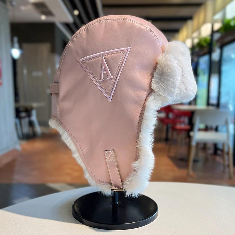 Thunderbolt Hat Female Fall and Winter Thickened Warm PU Leather Plush Cap Outdoor Skiing Cold Protective Ear Cap Flight Cap Male