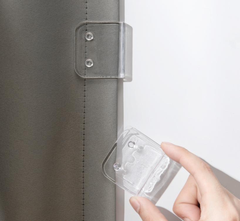 Clear ABS Shower Curtain Clips, 2 Pcs Waterproof & Strong Grip. 12x8cm, No Drill, for Home, Easy Install