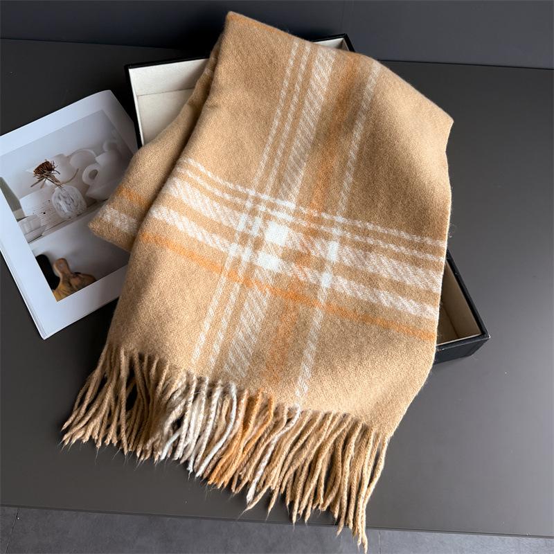 Winter Warmer Scarf For Women Men Thickened Neck Tassel Pashmina Shawl Faux Cashmere Warps Autumn Elegant Ladies Blanket