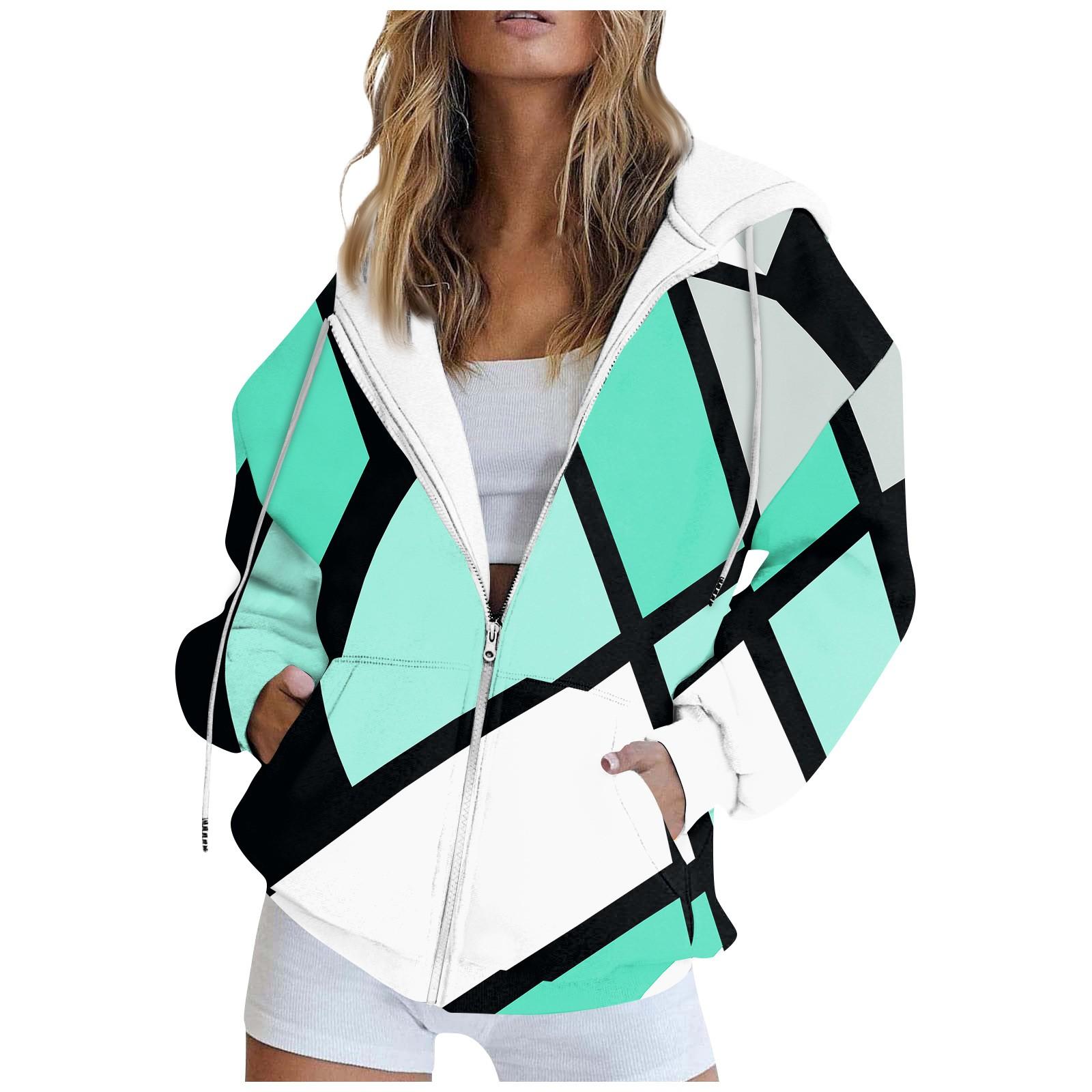 

Женская модная повседневная толстовка с принтом и длинным рукавом с карманом, кардиган, куртка, пальто с капюшоном на молнии