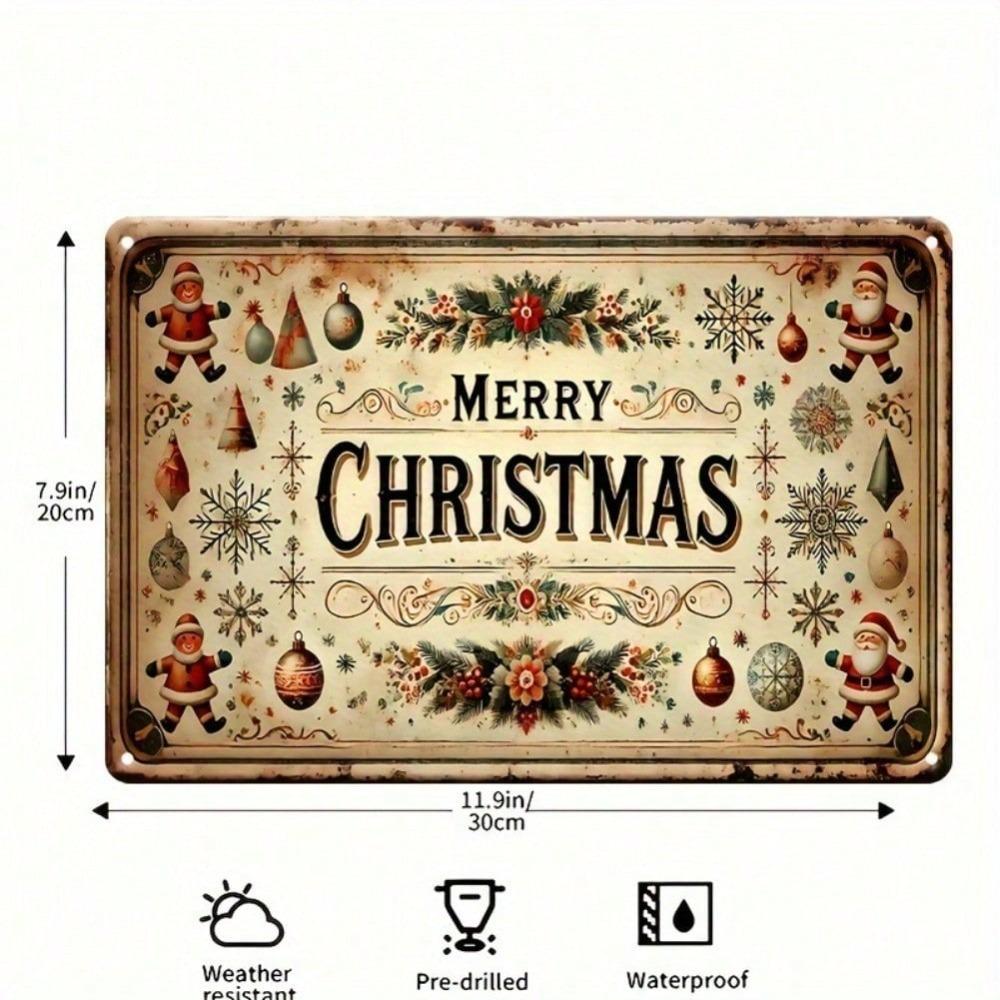 Vintage Santa Claus Metal Tin Sign Wall Art Christmas Rustic Holiday Decor Indoor Outdoor 11.9x7.9 Inch 2D Flat