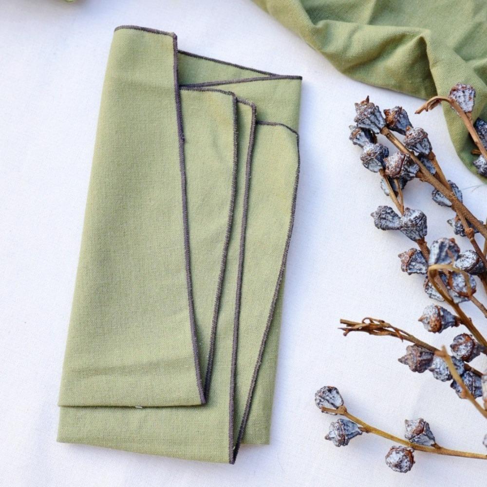6PCS Multi-functional Solid Color Cotton Linen Napkin Square Sewn Edged Dining Table Napkin Washable Tea Towel Wedding