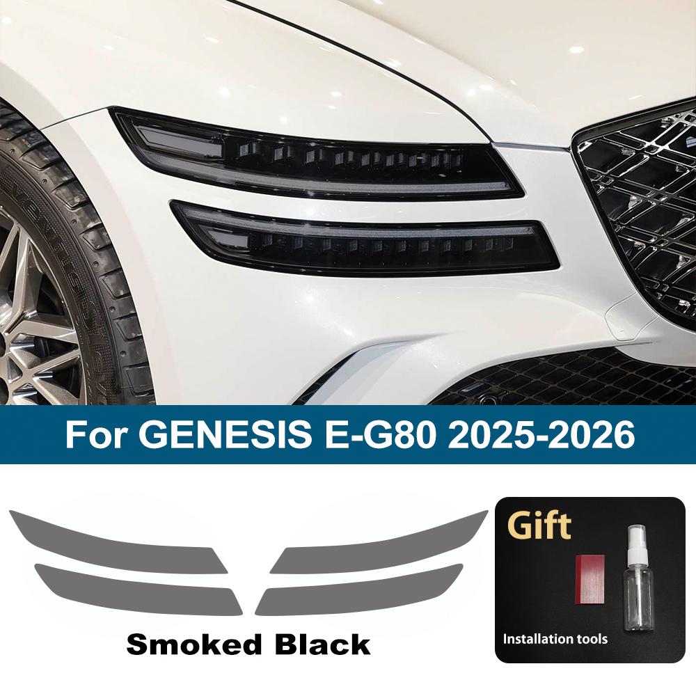 TPU Car Headlight Protection Film For GENESIS G8 E-G80 Smoke Black High-Gloss Pre-Cut PPF Anti-Scratch Car Vinyl Wrapping Kit