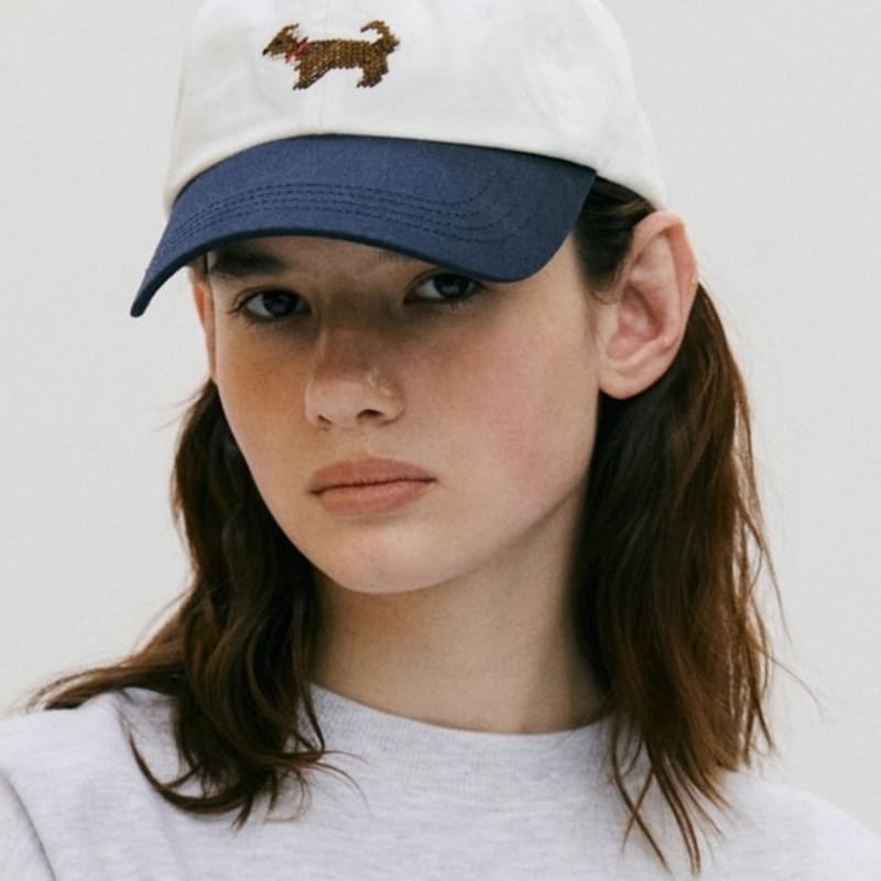 DEPOUND puppy embroidery cap - navy