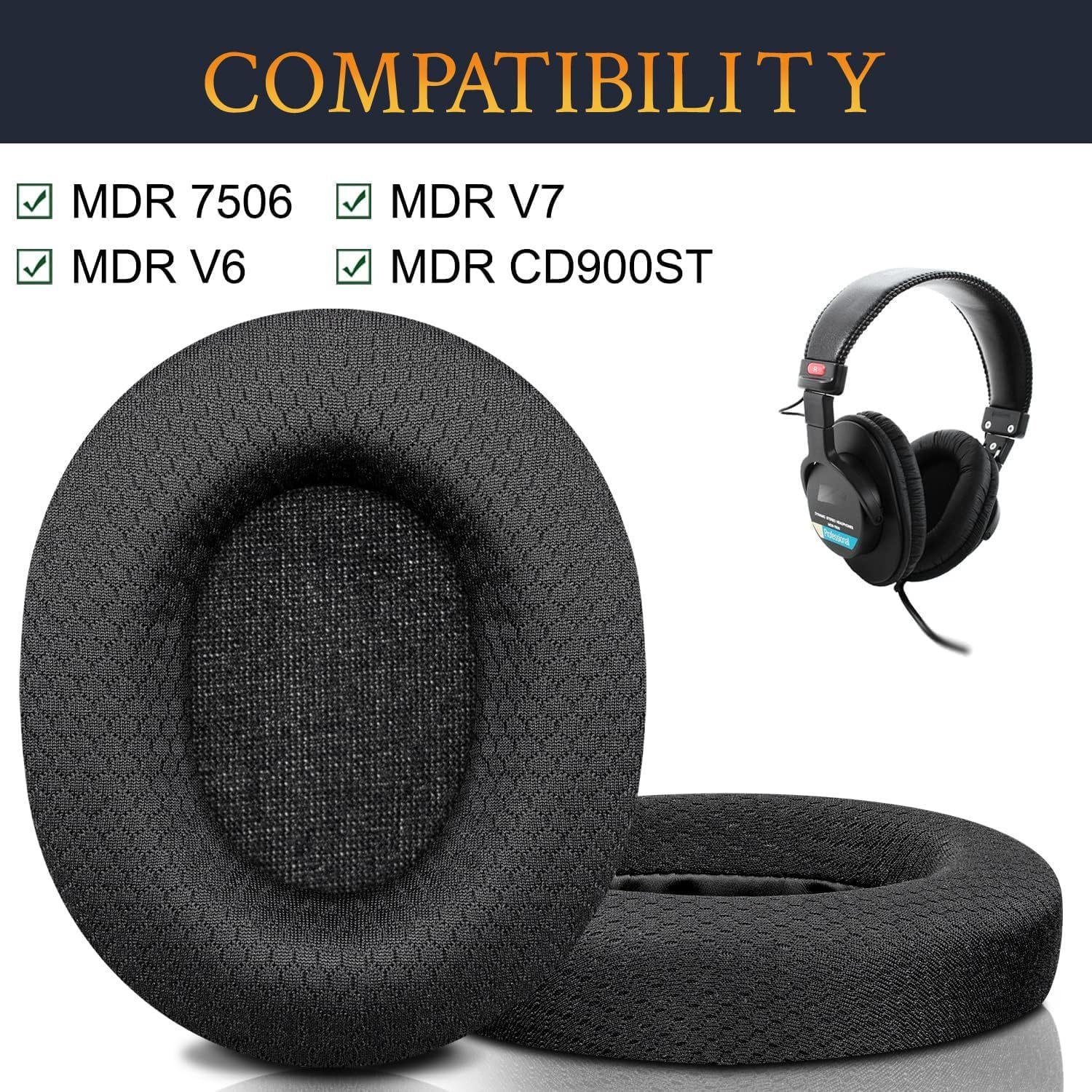 Мягкие кожаные амбушюры для Sony MDR-V6 MDR-7506 MDR-CD900ST Замена Запасные амбушюры Подушечки для ушей из пены с эффектом памяти Накладки на уши Black net