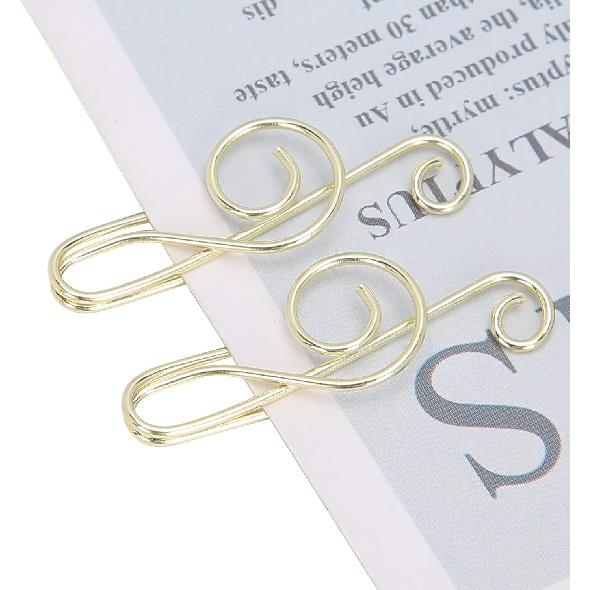 20Pcs Music Themed Paper Clips, Musical Metal Paper Clips Stainless Steel Cute Paperclip Gold Bookmark Clip with Box for Office(Gold)
