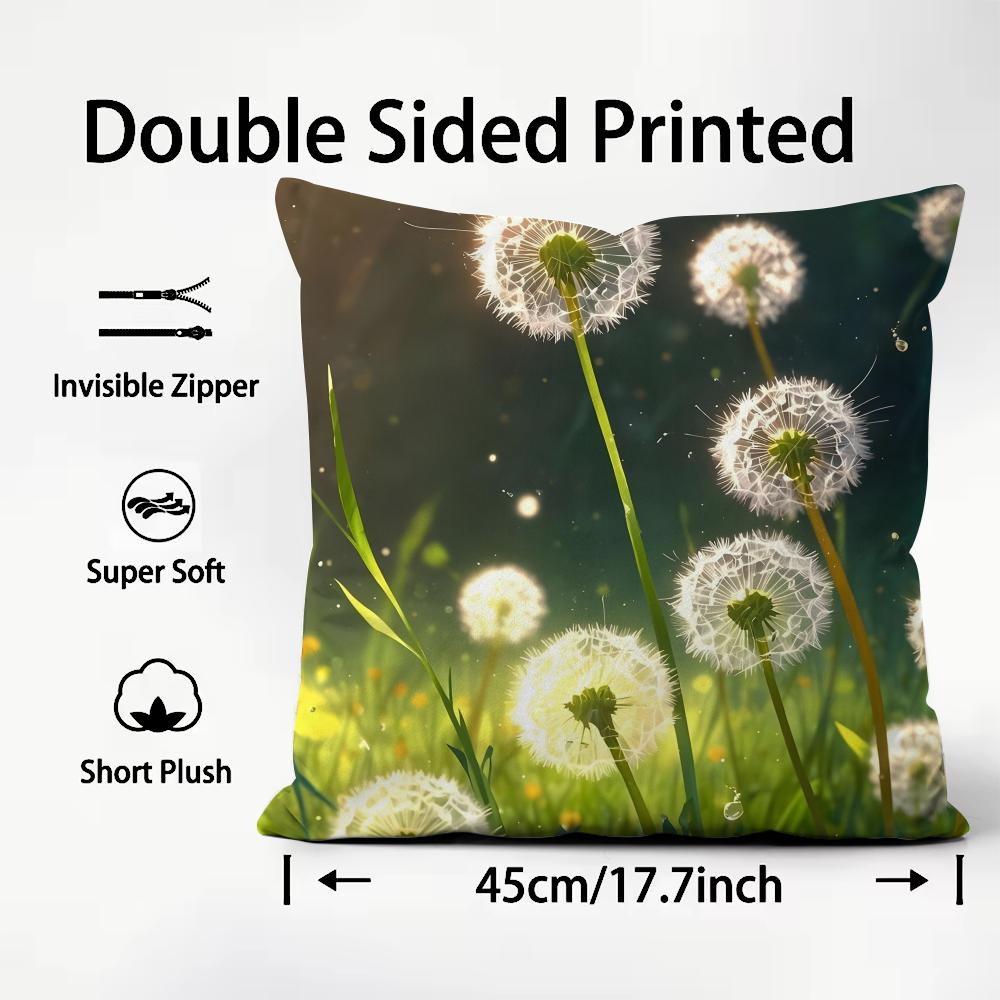 Dandelion Fashion Cushion Cover Plush Fabric Soft DoubleSided Printed Sofa Warm Winter Home Child Gift Pillow Case