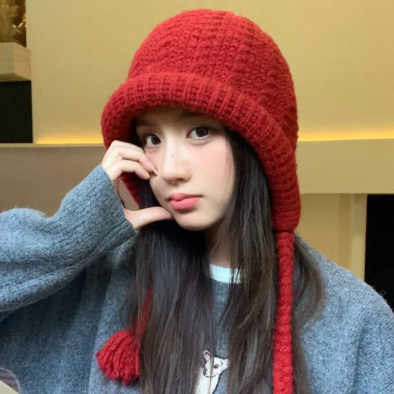 Versatile Knitted Earflap Beanie - Women's New Autumn/winter Warm Hat