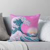 Vaporwave Aesthetic Great Wave Off Kanagawa Retro Sunset Throw Cushions & Pillows Without Core