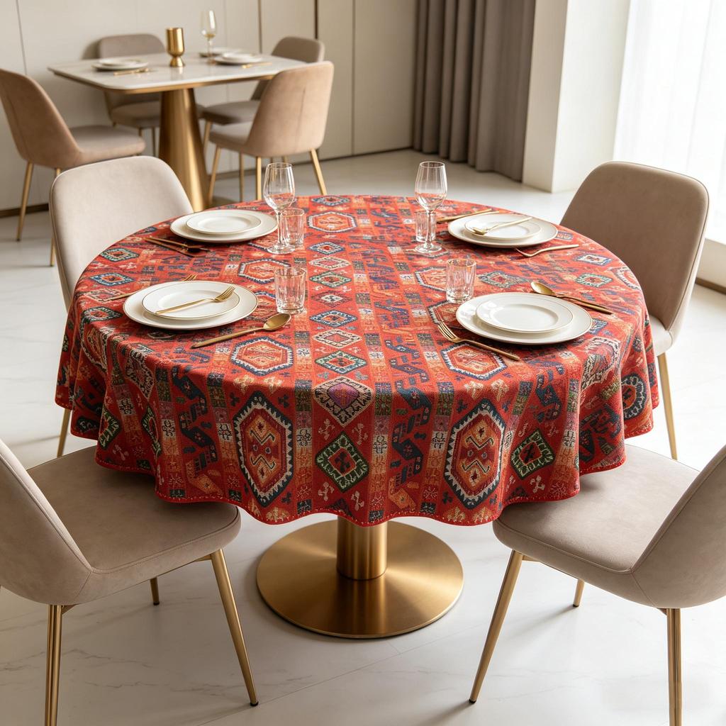 Tovaglia rotonda piccola decorativa in tessuto di cotone per cucina, sala da pranzo, soggiorno