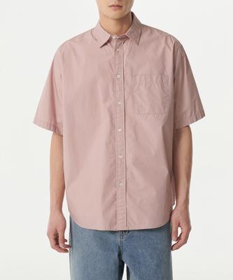 Relaxed Washed Poplin Short Sleeve Shirt [Desert Pink]