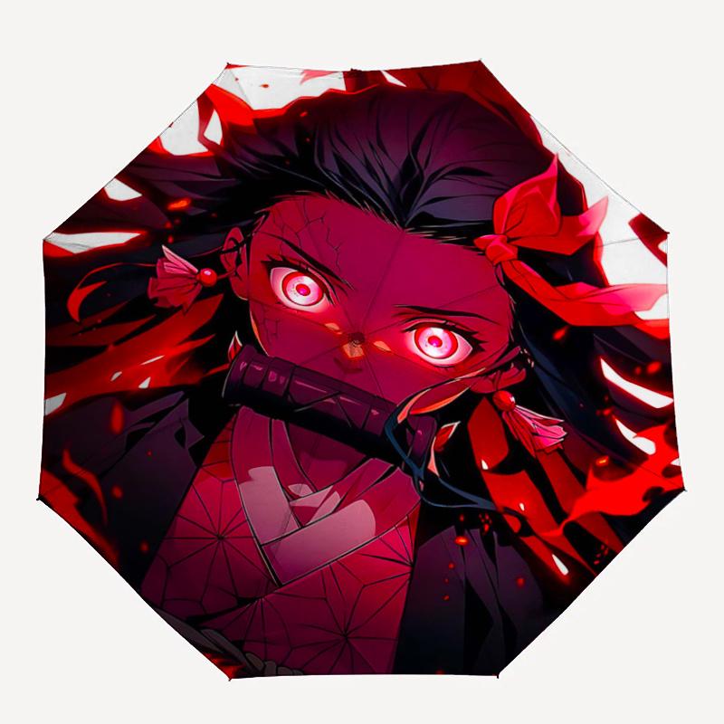 1pc Anime Character Kamado Nezuko Fashion Automatic Opening and Closing Cartoon Umbrella - Small Umbrella Suitable for Various Occasions J004