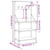 VidaXL Bakery Shelf and Hooks 4 Levels, Storage Furniture with Adjustable Feet, Kitchen Organizer 838960