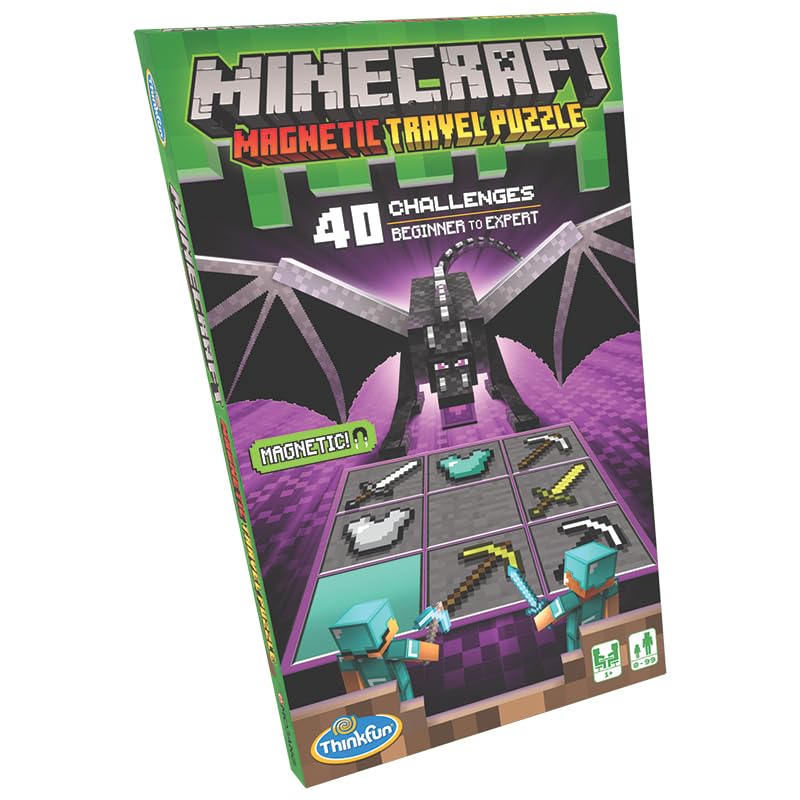 ThinkFun Magnetic Travel Ages Tabletop Educational Gift "Minecraft Puzzle" 31521, 8+ [Minecraft Game, Game, (Birthday/Christmas)]