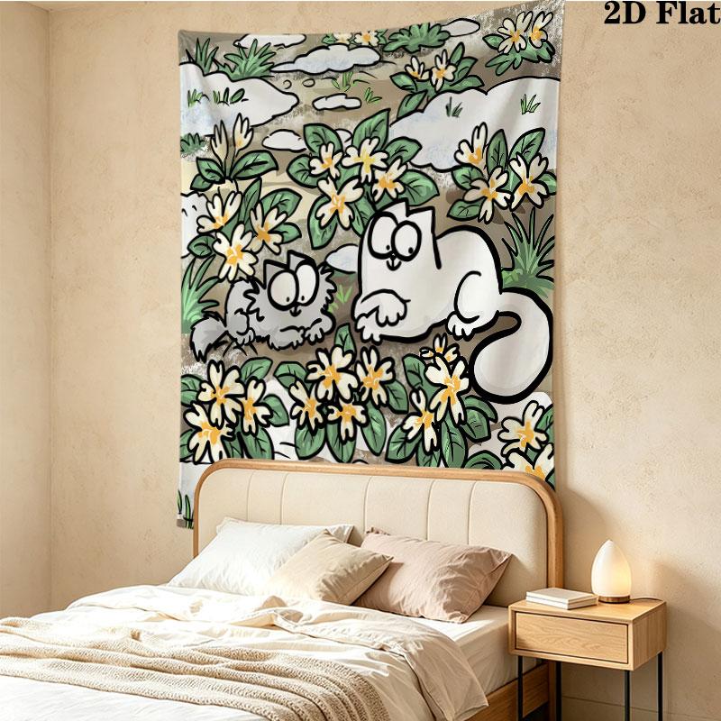 Simon'S Cat Wall Tapestry Aesthetic Wall Hanging Printed Fabric Blanket Decorative Tapestries For Bedroom Living Room Home Decor