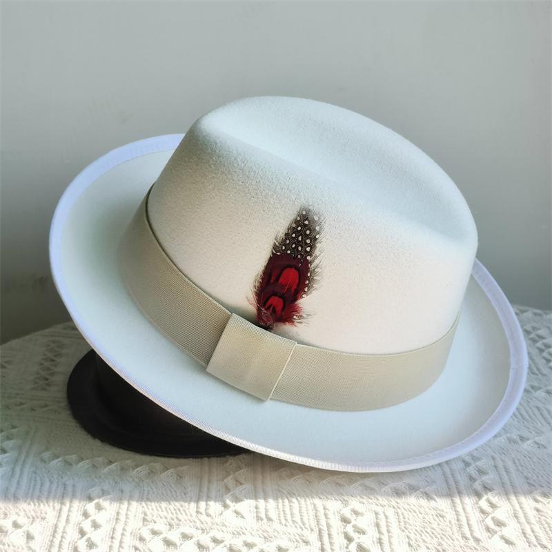 Freedom Outdoors Women's Men Classic Fedora Hat With Feather Decoration Top Hat Men Gentleman Hamburger Hat Vintage Hat Pork Pie Sombrero Hombre Cm