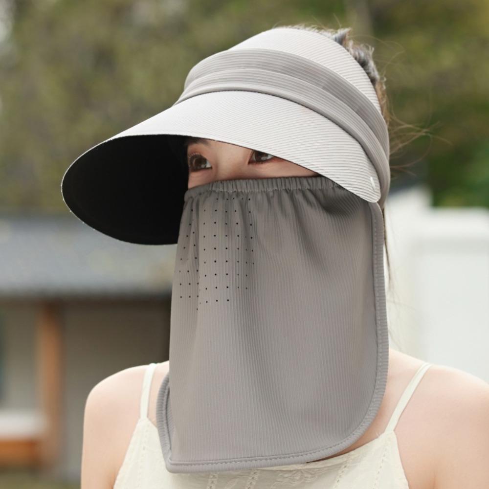 with Face Cover Sun Visor Hats Empty Top Sun Hat Outdoor Peaked Cap  Summer