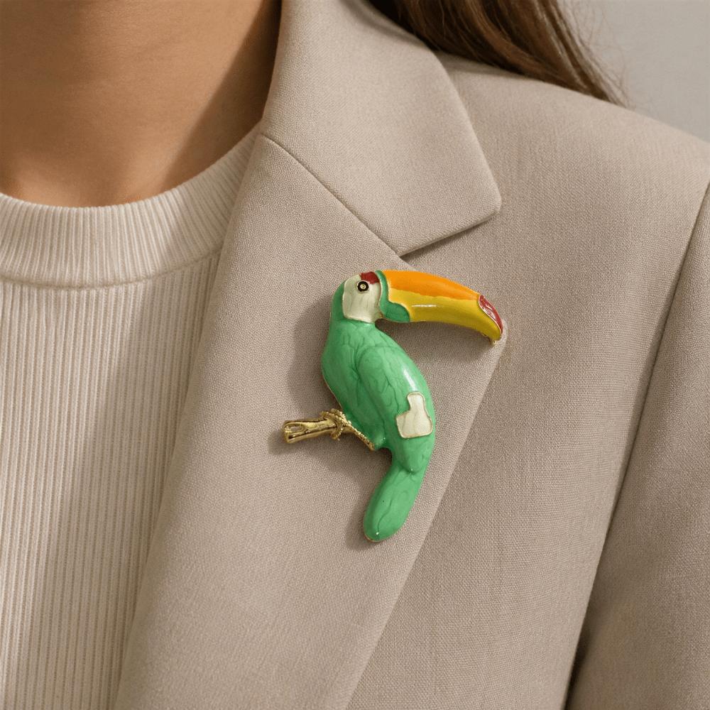 Oil-drip Design Parrot Earrings Adjustable Animal Lapel Pin Unisex Jewelry Scarf Accessories
