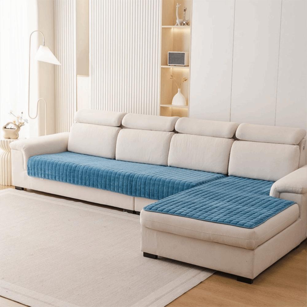 Wear Resistant Plush Flannel Plaid Sofa Cushion Stain-resistant Non-slip Sofa Cover Warm Thickened Couch Cushion Living Room