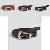Minimalist Womens Faux Leather Belt With Round Alloy Buckle For Commuter Style