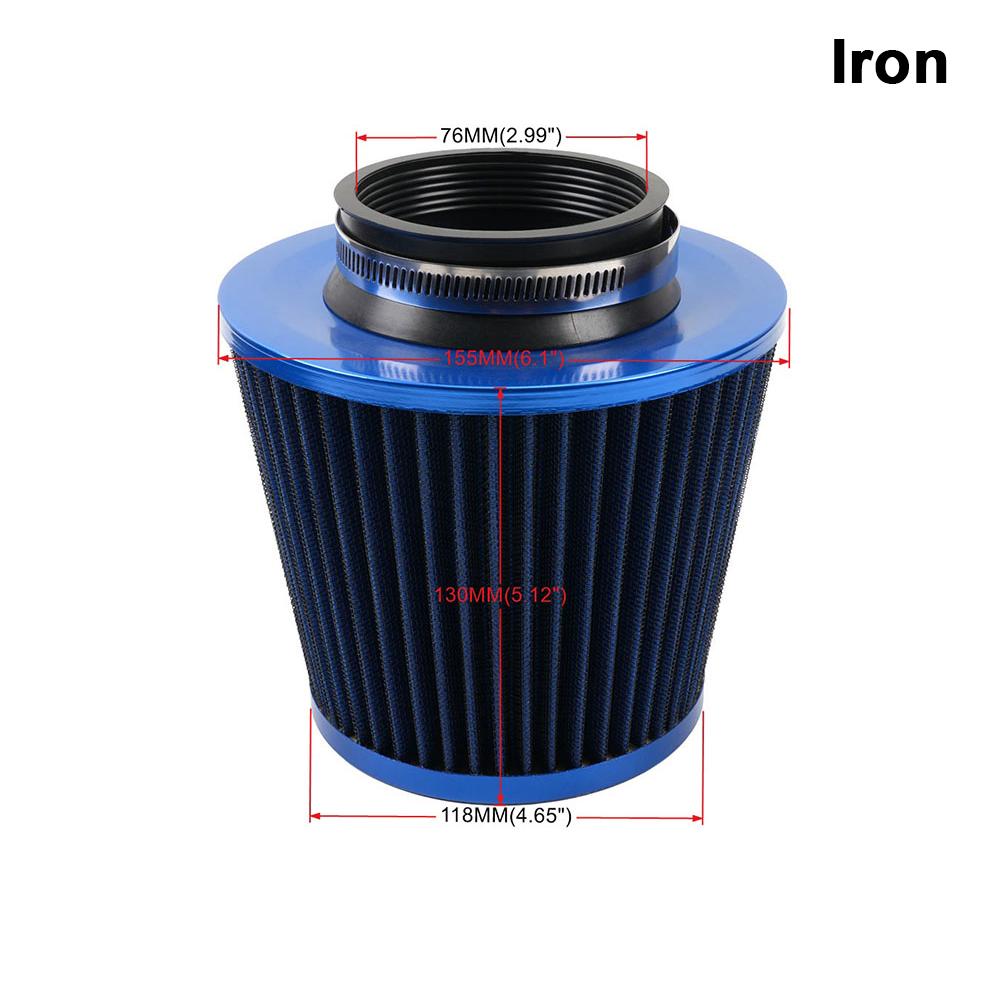 76MM 3" Gekleurd Blauw Roestvrij Staal Gaas Kegel Power Intake Hoge Doorstroming Koudeluchtfilter Luchtinlaatfilter Inductie Kit OFI074