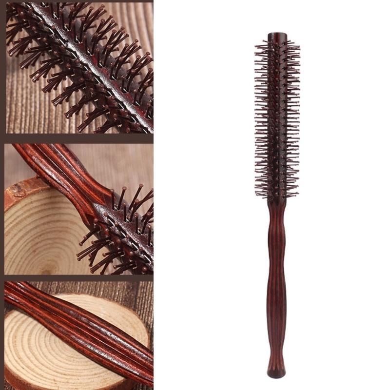 Kleine runde Haarbürste zum Föhnen mit weichen Nylonborsten Mini-Rollen-Stylingbürste für trockenes, lockiges Haar 1,18 Zoll