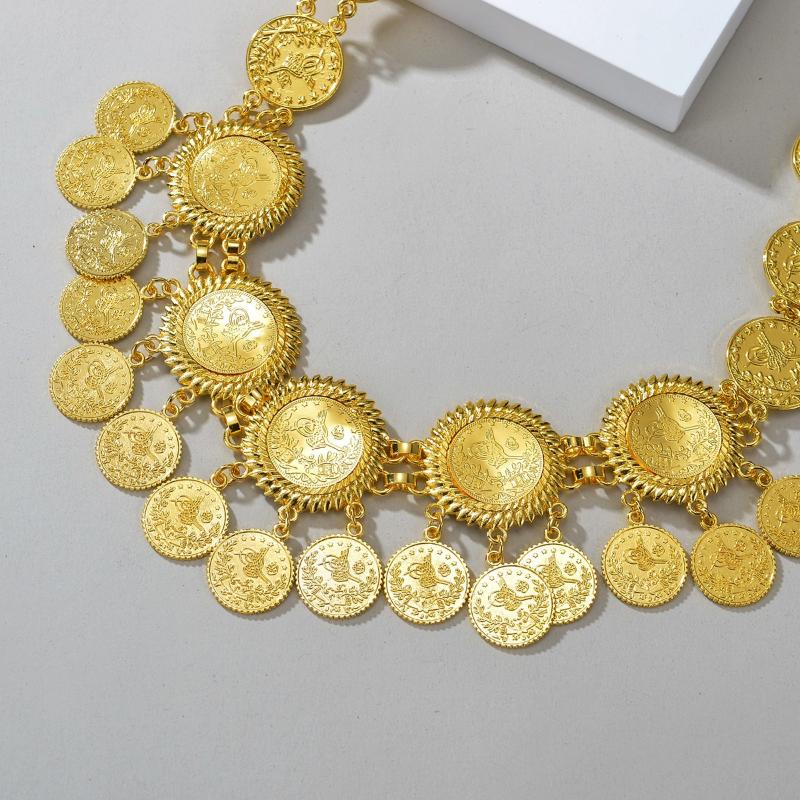Moroccan-Style Bride Belt Jewelry Chain Metal Hollowed-Out Geometric Pattern Vintage Wedding Dress Performance Belt
