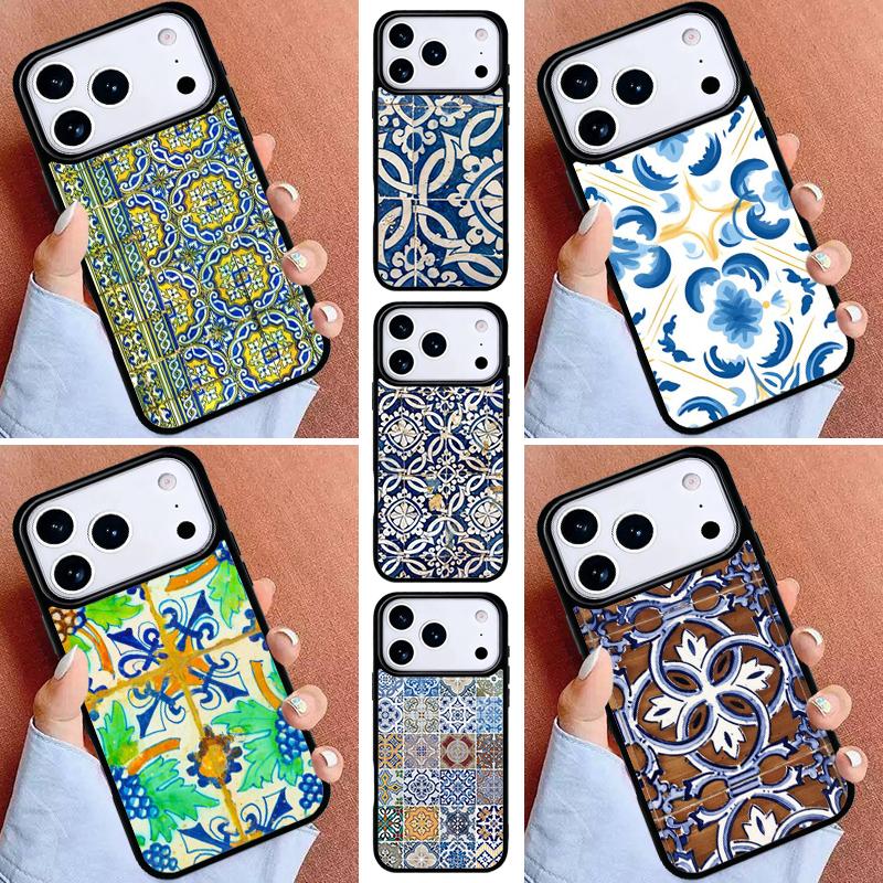 Portuguese Tiles soft Phone Case for iPhone 17ProMax 12 13 14 15 16e 17 Pro Max Plus Air Cover