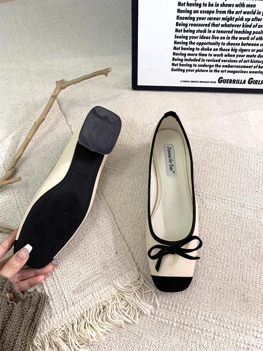 

Fang Heel Late Night Wind Gentle Grandma Single Shoes Женская обувь 2025 Новая весна Черные туфли Doudou Fine Heel Ladle Shoes Женские 35