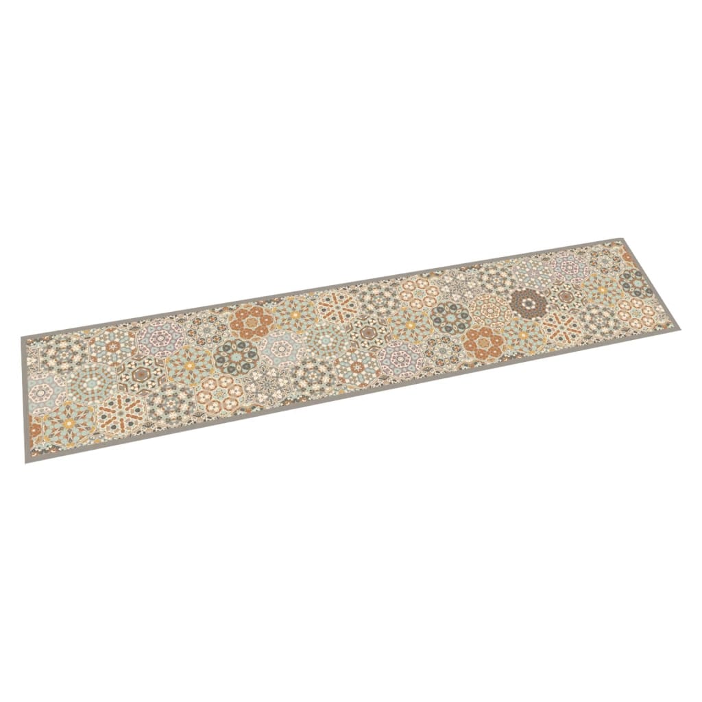 vidaXL Küchenteppich Waschbar Hexagon Pastell 60x300 cm Samt weiß