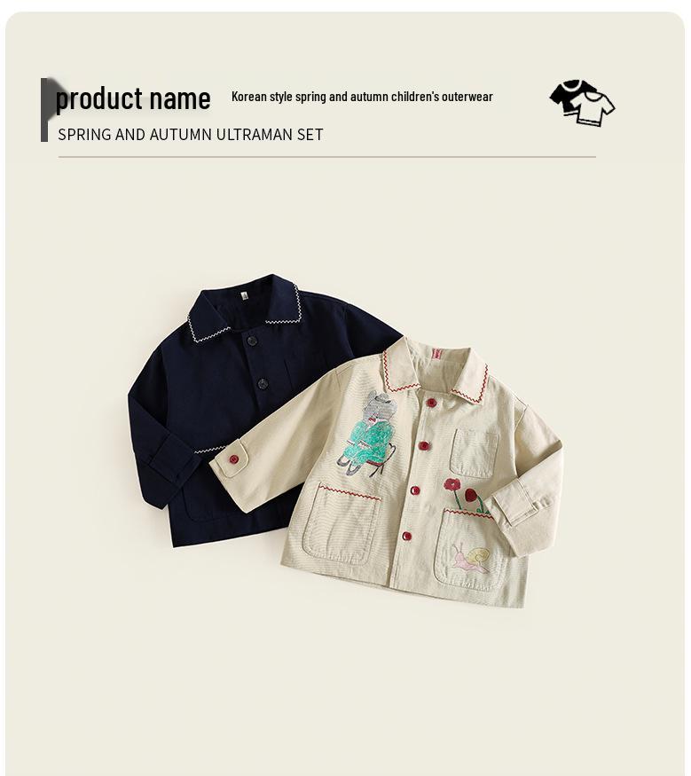 Płaszcz trenczowy dla dzieci na jesień 2025 w stylu koreańskim – modna, wygodna, przyjazna dla skóry odzież wierzchnia z bawełny pranej dla chłopców i dziewcząt