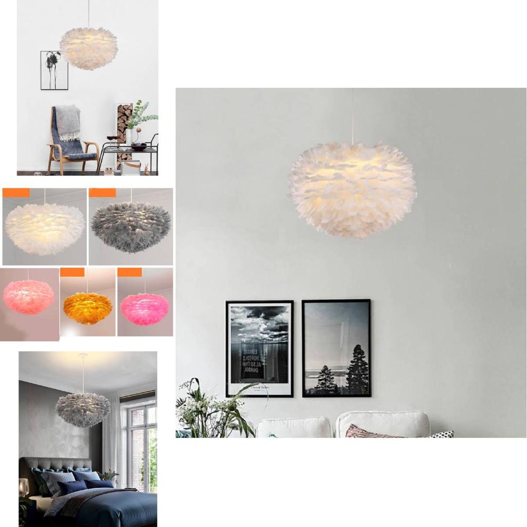 Ceiling Feather White Pendant Light Shade Modern Chandelier Lampshade Lamp Floor